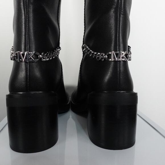 New Imperfect Michael Kors Women's Carlisle Leather Riding Boot Black 7WS - Picture 4 of 11